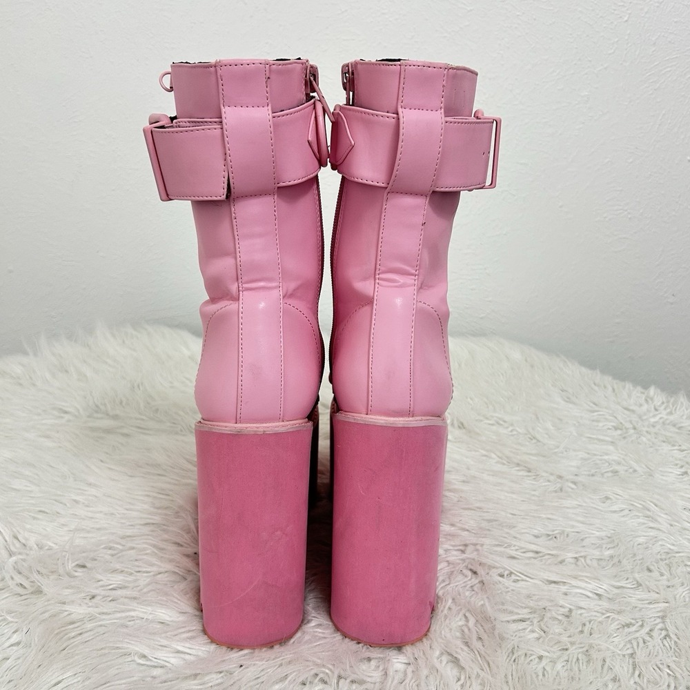Dolls Kill Sugar Thrillz Bubblegum Traitor Platform Boots Pastel Goth Rave Sz 8 - Picture 8 of 11